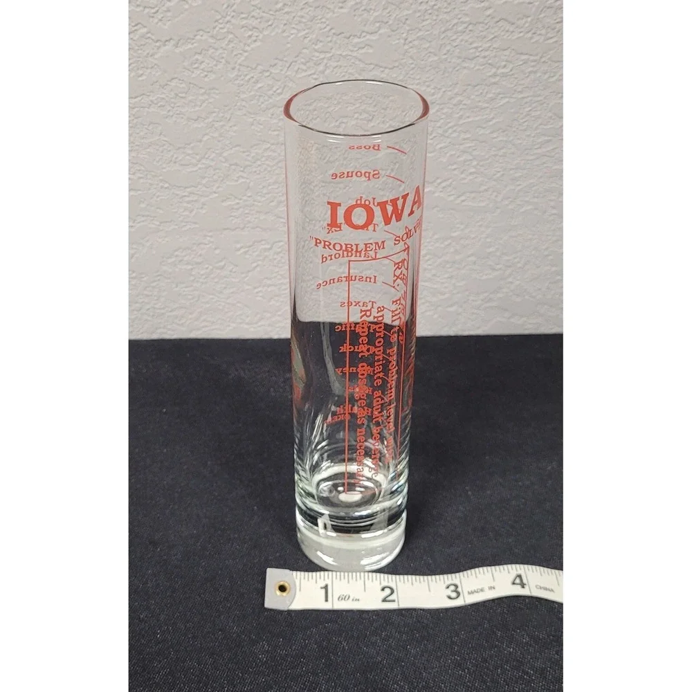 Collectible Souvenir Iowa Problem Solver Clear Extra Tall Shot Glass